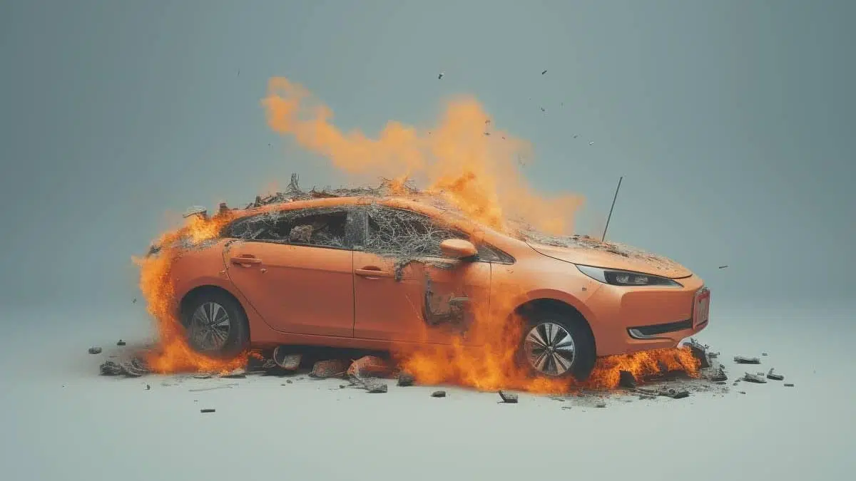 Ces fausses idées sur les voitures électriques que vous ne devriez pas croire ! 2 Test de sécurité incendie sur une voiture électrique.