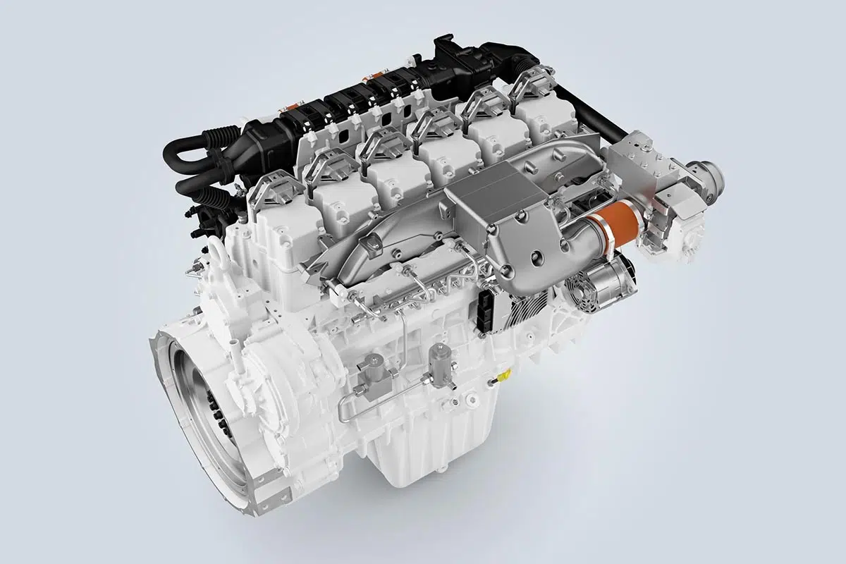 Ce colossal V16 quadri-turbo de Liebherr pourrait révolutionner l'avenir des moteurs thermiques ! 2 Vue arrière moteur à ammoniac Liebherr 2025, ligne d’échappement et modules de gestion intégrés