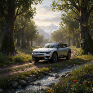 découvrez ce suv électrique inspiré du sportage, équipé d'accessoires robustes pour partir à l'aventure et explorer les sentiers les plus reculés en toute confiance.