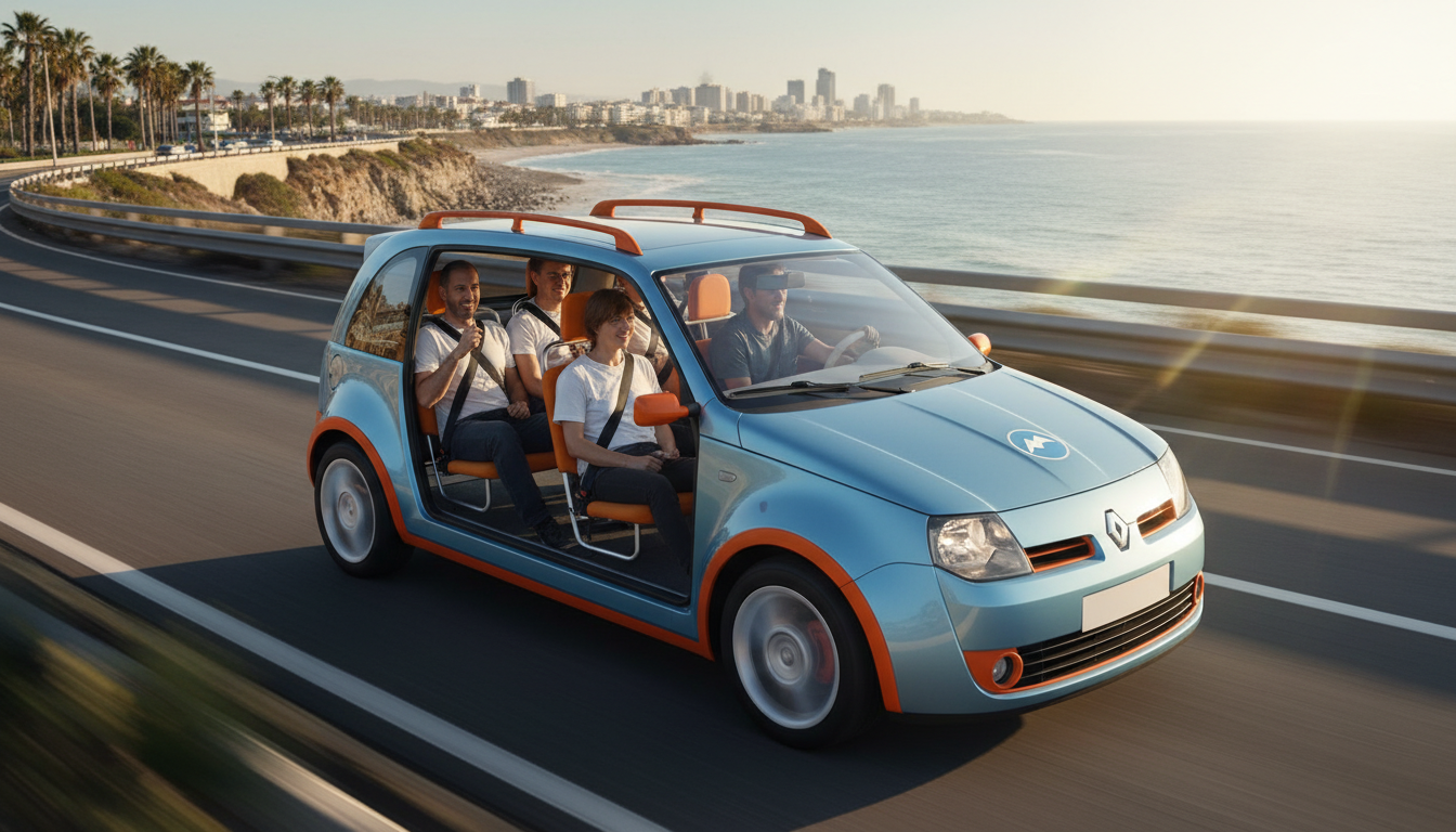 La voiture innovante signée Decathlon : compacte comme une Renault Clio, elle transporte six passagers grâce à des sièges inspirés de la légendaire 2CV 1 découvrez la voiture innovante de decathlon : compacte comme une renault clio, elle transporte jusqu'à six passagers grâce à des sièges inspirés de la mythique 2cv, alliant confort et design unique.