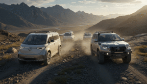 volkswagen investit massivement dans les véhicules électriques pour rivaliser avec le land cruiser, mais les conditions de terrain démontrent que les moteurs thermiques restent incontournables.