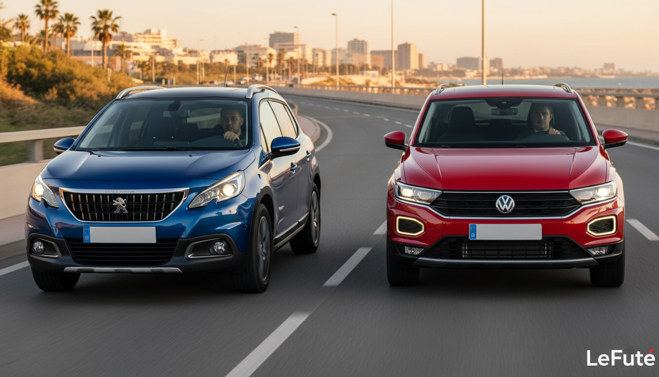 Peugeot 2008 vs VW T-Roc : Le duel surprenant du meilleur SUV compact pour la vie de tous les jours 1 découvrez notre comparaison détaillée entre la peugeot 2008 et le vw t-roc, deux suv compacts idéaux pour votre quotidien. performances, confort et design au rendez-vous pour choisir le meilleur compagnon de vie urbaine.