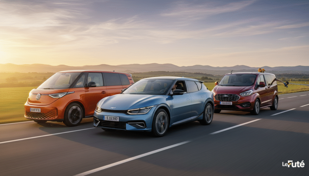 Volkswagen ID. Buzz, Kia PV5 et Ford E-Tourneo Custom : quelle électrique familiale s'impose vraiment ? 82 découvrez notre comparaison détaillée entre la volkswagen id. buzz, la kia pv5 et la ford e-tourneo custom pour déterminer quelle voiture électrique familiale offre le meilleur compromis entre espace, performance et autonomie.