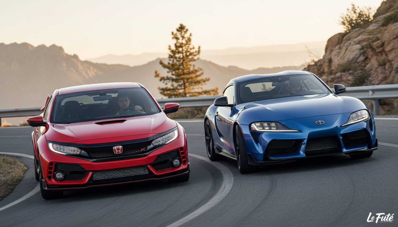 Honda Civic Type R et Toyota GR Supra Lightweight Evolution : le face-à-face ultime de deux légendes sportives 1 découvrez le face-à-face ultime entre la honda civic type r et la toyota gr supra lightweight evolution, deux légendes sportives emblématiques, dans une confrontation pleine de puissance, design et performance.