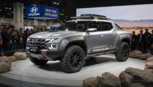 hyundai présente à new york un nouveau 4x4 robuste sur châssis à longerons, conçu pour concurrencer le célèbre ford f-150 et marquer une nouvelle étape dans son offre de véhicules utilitaires.