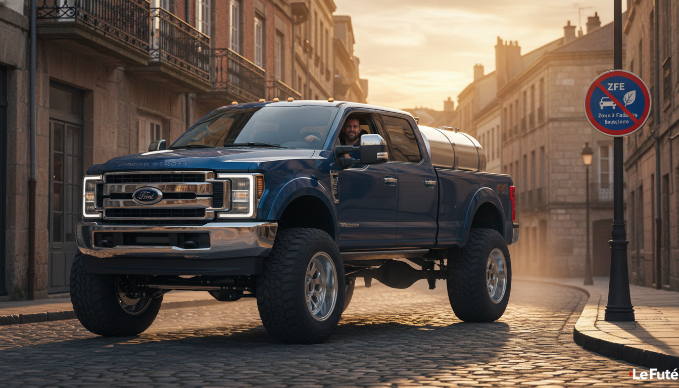L’Europe impose ses règles antipollution, mais un Américain débarque avec un pick-up V8 de 6,7 litres, des pneus géants de 46 pouces et un réservoir de 182 litres 1 découvrez comment un pick-up américain ultra-puissant avec un moteur v8 de 6,7 litres, des pneus géants de 46 pouces et un immense réservoir de 182 litres défie les strictes normes antipollution européennes.