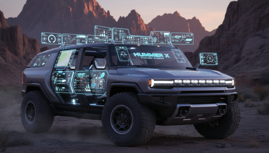 GMC présente le concept électrique Hummer X Mid-Size : une innovation avec écrans empilables 1 découvrez le concept électrique hummer x mid-size de gmc, une innovation révolutionnaire avec ses écrans empilables pour une expérience high-tech unique.