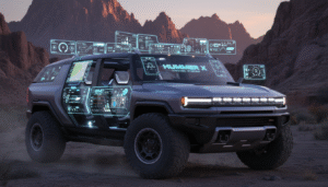 découvrez le concept électrique hummer x mid-size de gmc, une innovation révolutionnaire avec ses écrans empilables pour une expérience high-tech unique.