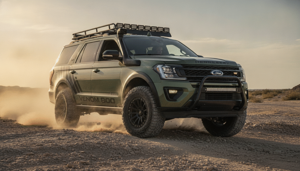 La transformation spectaculaire du SUV familial Ford Expedition Tremor en monstre Velociraptor par Hennessey Performance 1 découvrez la transformation spectaculaire du suv familial ford expedition tremor en un monstre velociraptor grâce à hennessey performance, alliant puissance extrême et design agressif pour des performances inégalées.