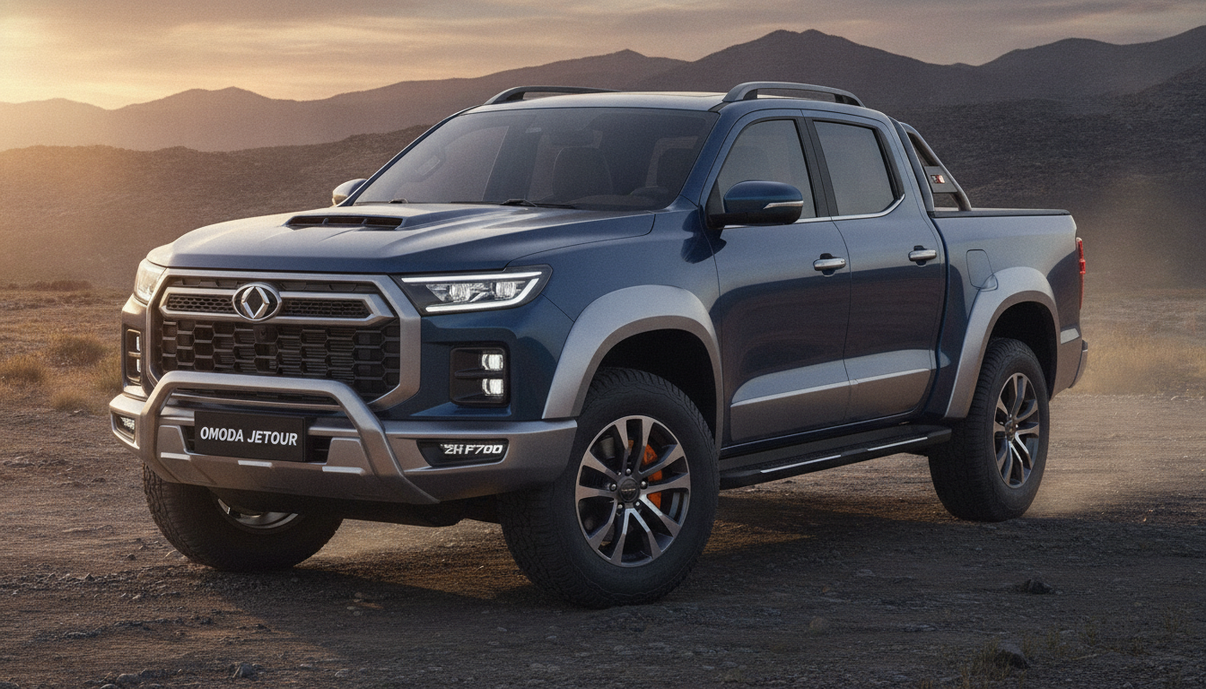 Omoda présente en avant-première les premières images de son nouveau pick-up 4×4 hybride 1 découvrez en avant-première les premières images du nouveau pick-up 4×4 hybride d'omoda, alliant puissance et écologie pour une expérience de conduite innovante.