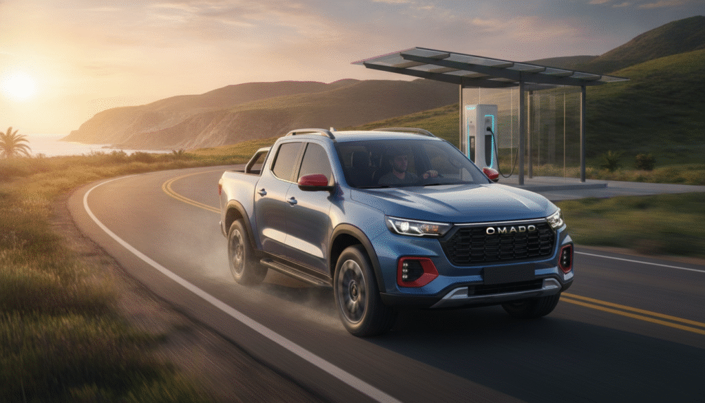 Omoda présente en avant-première les premières images de son nouveau pick-up 4×4 hybride 1 découvrez en avant-première les premières images du nouveau pick-up 4×4 hybride d'omoda, alliant puissance et écologie pour une aventure tout-terrain inédite.