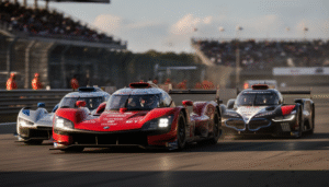 toyota continue son combat intense contre cadillac et bmw au mans, maintenant une compétition serrée après le premier quart de la course.