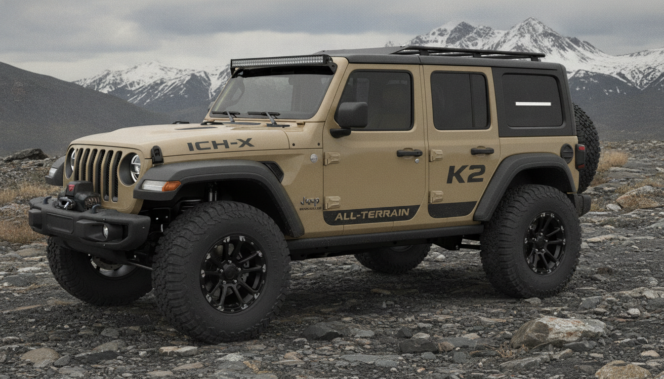 L'ICH-X K2 : Quand l'esprit baroudeur de la Jeep Wrangler débarque dans l'univers du tout-terrain chinois 1 découvrez l'ich-x k2, le tout-terrain chinois qui incarne l'esprit aventureux de la jeep wrangler pour des explorations inégalées.