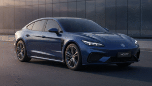 mg présente l'intérieur sophistiqué de sa nouvelle berline électrique, inspiré de la panamera, avant son lancement en europe, alliant élégance et innovation.