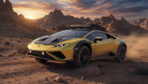 découvrez un véhicule inédit alliant la puissance d'un moteur v10 lamborghini à des performances off-road exceptionnelles dignes du dakar. une fusion unique pour une expérience de conduite hors du commun.