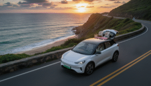 découvrez cette voiture électrique compacte familiale offrant 218 cv de puissance et un équipement haut de gamme pour une expérience de conduite premium et confortable.