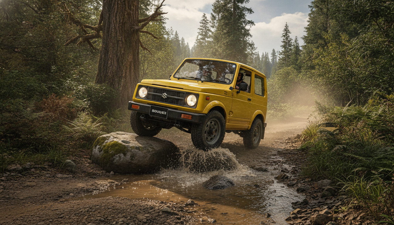 Le Wrangler miniature de 625 kg : le héros méconnu qui surpassait les 4x4 puissants et a inspiré le légendaire Suzuki Jimny 1 découvrez le wrangler miniature de 625 kg, un héros méconnu qui surpassait les 4x4 puissants et a inspiré le légendaire suzuki jimny, alliant légèreté et performance.