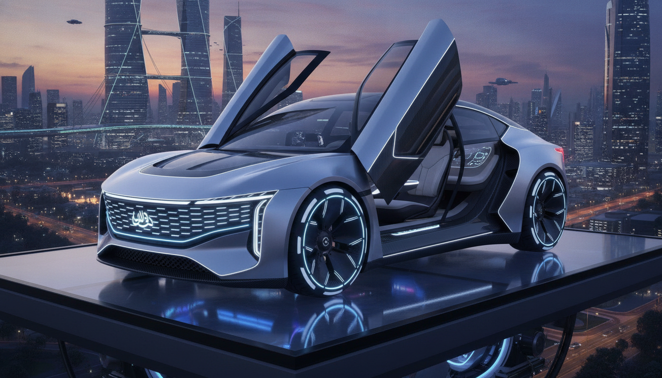 Ceer Exobot : 1 111 chevaux, batterie de 112 kWh et portes de 3 mètres pour la toute première voiture saoudienne 1 découvrez la ceer exobot, la première voiture saoudienne avec 1 111 chevaux, une batterie de 112 kwh et des portes impressionnantes de 3 mètres, alliant puissance et design futuriste.