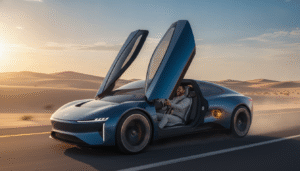 découvrez la ceer exobot, la première voiture saoudienne équipée de 1 111 chevaux, d'une batterie de 112 kwh et de portes impressionnantes de 3 mètres, alliant puissance et design innovant.