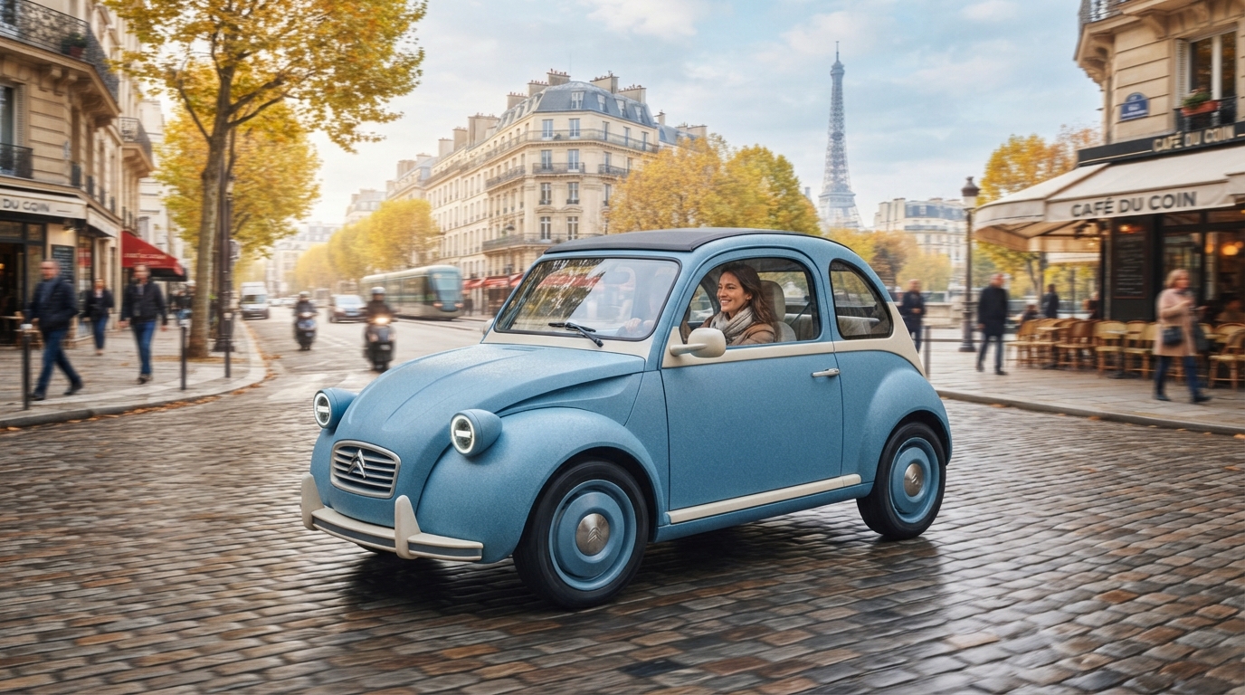 La 2 CV électrique de Citroën se précise : premières images avant le Mondial de Paris 1 citroën prépare le retour électrique de la 2 cv : découvrez les premières images du modèle attendu avant le mondial de paris.