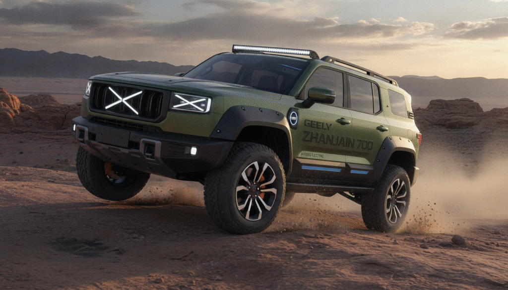 Zhanjian 700 : le 4×4 hybride chinois de Geely bluffe avec ses 1 113 ch et ses trois moteurs électriques 1 découvrez le zhanjian 700, le 4×4 hybride chinois de geely, alliant puissance impressionnante de 1 113 chevaux et technologie avancée avec ses trois moteurs électriques pour une performance sans compromis.