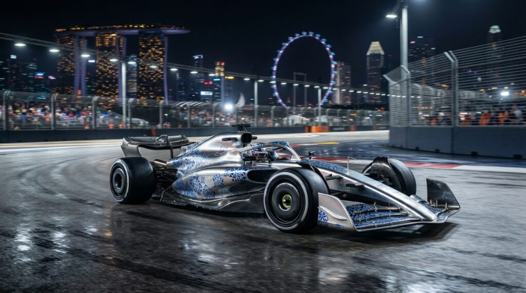 Audi R26 : une livrée spéciale aux accents de Singapour vient remplacer le gris, le noir et le rouge 1 l’audi r26 adopte une livrée spéciale aux accents de singapour, délaissant le gris, le noir et le rouge pour une nouvelle identité visuelle.