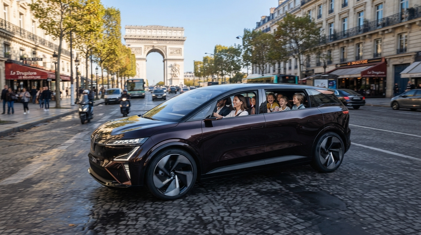 Renault E-Space Concept : le monospace électrique renaît avec six places et des roues de 23 pouces 1 renault e-space concept réinvente le monospace électrique avec six places, un design audacieux et d’imposantes roues de 23 pouces.