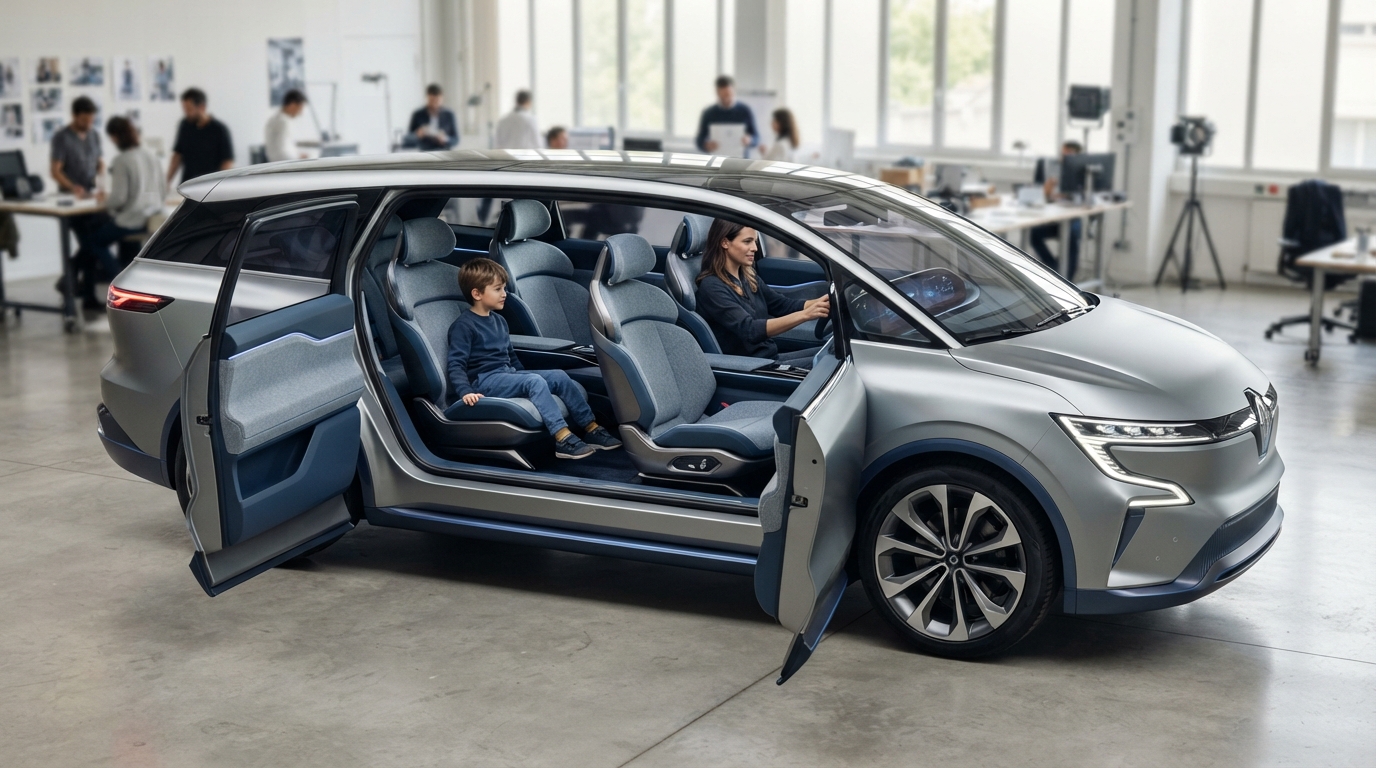 Renault E-Space Concept : un habitacle à six places modulables et un écran géant préfigurent l’avenir des Scénic et Rafale 1 avec l’e-space concept, renault imagine un habitacle à six places modulables et un écran géant, qui préfigurent l’avenir des scénic et rafale.