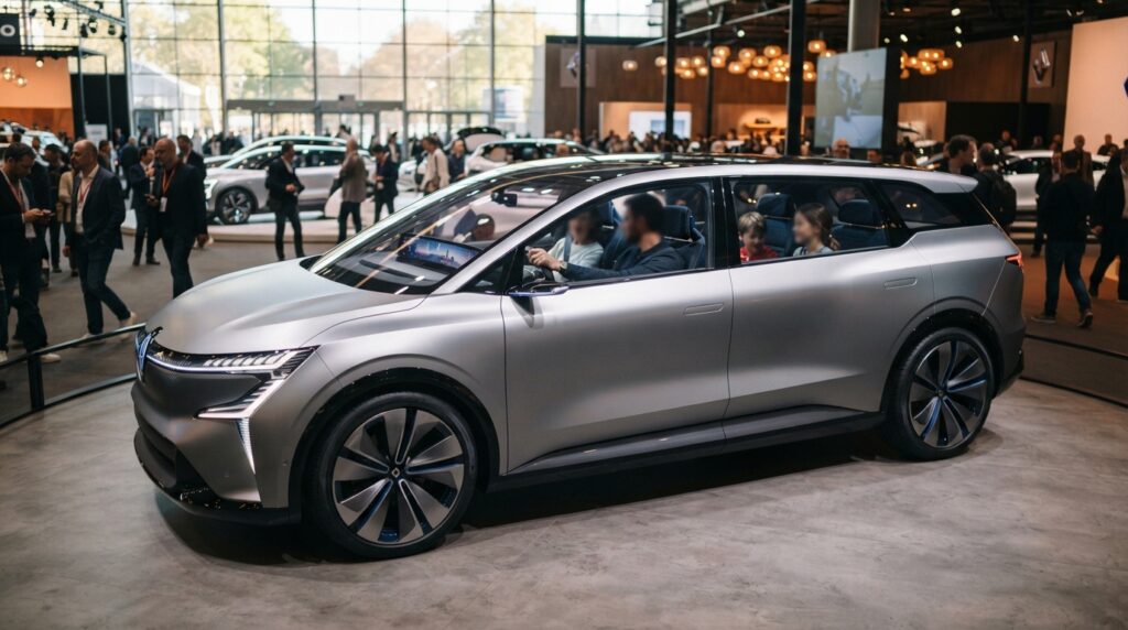 Renault E-Space Concept : un habitacle à six places modulables et un écran géant préfigurent l’avenir des Scénic et Rafale 1 le renault e-space concept dévoile un habitacle modulable à six places et un écran géant, annonçant les futurs scénic et rafale.